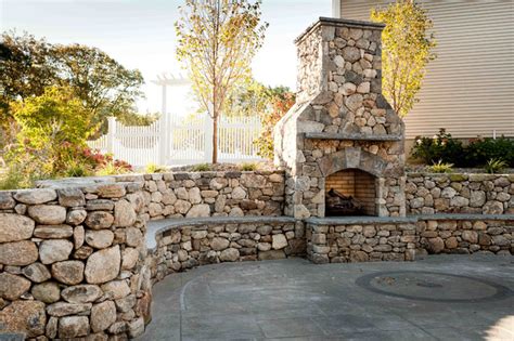 Outdoor Fireplace Rustic Patio Boston By Stonefire