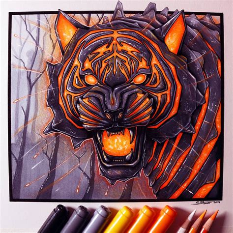 Lava Tiger Drawing By Lethalchris On Deviantart Tiger Sketch Tiger