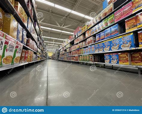 Walmart Grocery Store Interior Ground View Cereal Aisle Editorial Stock