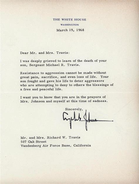 Although style guides vary, when addressing letters to former presidents, it is appropriate to use mr. and his last name. Condolence Letter, President Johnson, 1968 | This letter ...