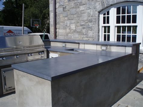 Blue Gray Concrete Countertops For Outdoor Kitchen