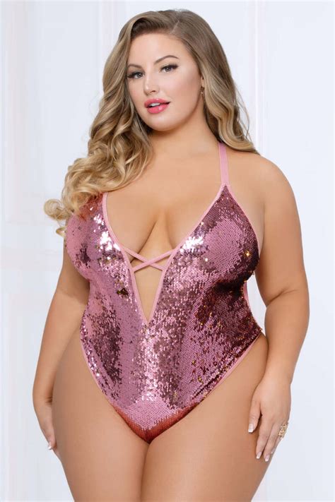Glam Squad Two Tone Sequin Plus Size Teddy By Seven Til Midnight