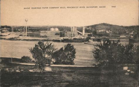 Maine Seaboard Paper Company Mills Penobscot River Bucksport Me Postcard