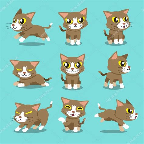 Cartoon Cat Poses Cartoon Character Cat Poses — Stock Vector © Jaaak 113866924