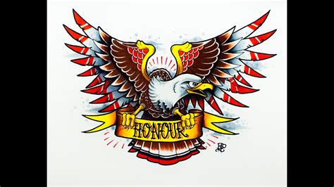 How To Draw An Old School Eagle Tattoo Design By