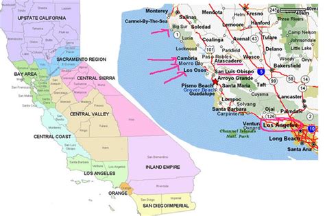 Coastal Map Of Southern California Klipy Central California Beaches
