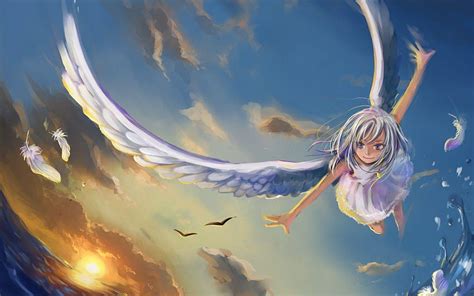 Angel Girl Wings Flight Manga Anime So Happy Mangas Hd
