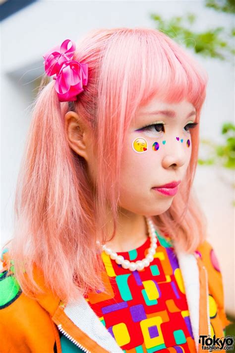 Twin Tailed Harajuku Girl In Colorful Pop Fashion W Kinji Candy Stripper And Rainbow Socks