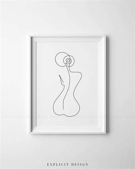 Abstract One Line Feminine Figure Printable Minimalist Nude Orca Tattoo