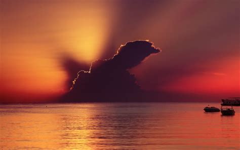 Nature Sea Ocean Sky Clouds Colors Beam Sun Light