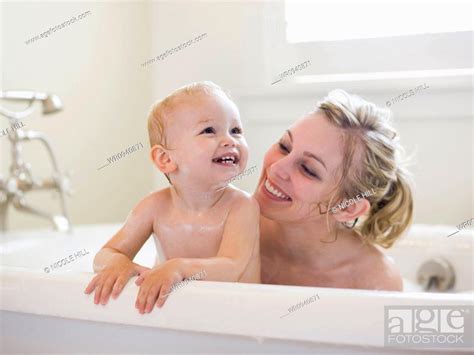 Mother And Baby Taking A Bubble Bath Stock Photo Picture And Royalty Free Image Pic