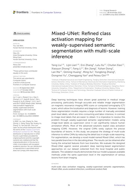 Pdf Mixed Unet Refined Class Activation Mapping For Weakly Supervised Semantic Segmentation