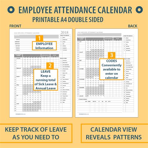 Free Employee Attendance Tracker 2020 Attendance Tracking Calendar
