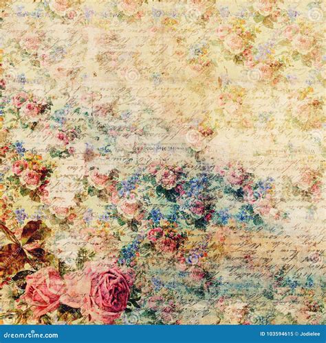 Vintage Floral Shabby Chic Background With Script Stock Image Image