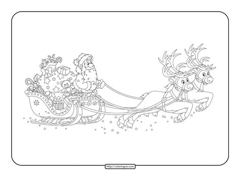Santa Sleigh And Reindeer Coloring Page Coloring Pages