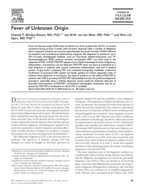 Pdf Fever Of Unknown Origin Eh Waffle Laa