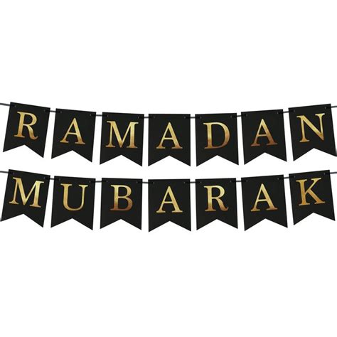 Ramadan Mubarak Bunting Black And Gold In 2021 Gold Paper Ramadan