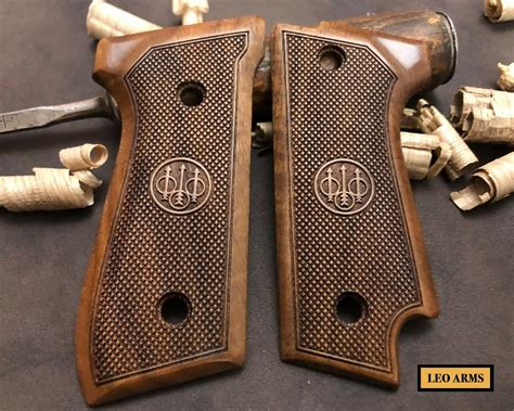 Beretta 92S Turkish Walnut Wood Grips Checkered Handmade EBay