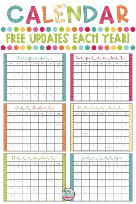 Free Printable Calendar Template For Teachers Printable Templates