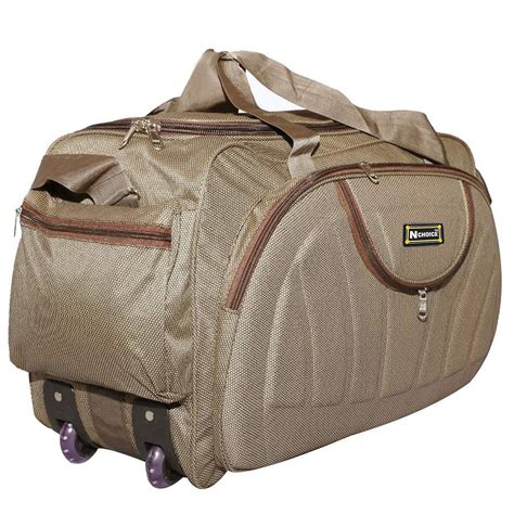 N Choice Waterproof Polyester Lightweight 60 L Luggage Brown Travel Duffel Bag With 2 Wheels