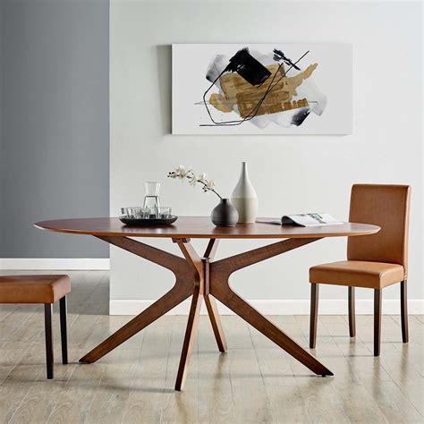 Crossroads 71 Oval Wood Dining Table In Walnut Hyme Furniture