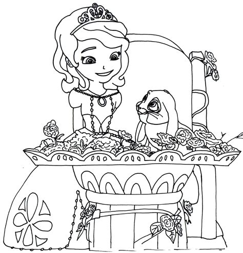 Sofia The First Coloring Pages: Clover Blue Ribbon Bunny - Sofia the