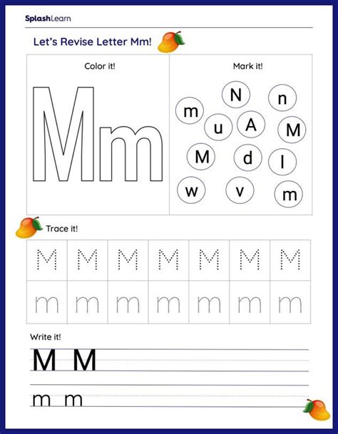 Letter M Worksheets For Kindergarteners Online Splashlearn