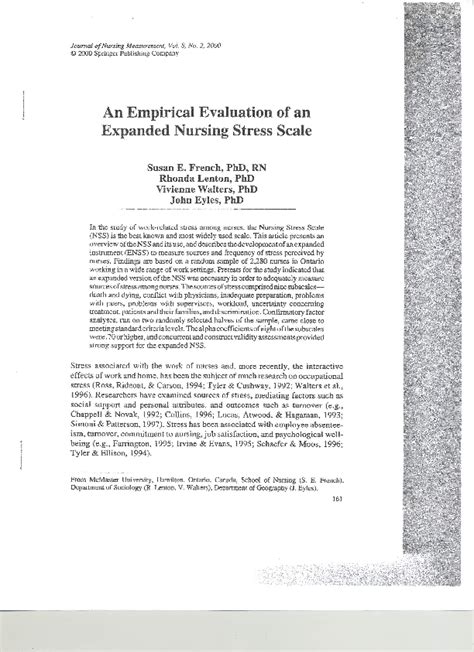 Pdf An Empirical Evaluation Of An Expanded Nursing Stress Scale