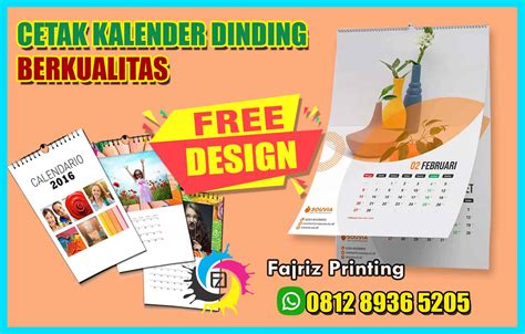 Tempat Cetak Kalender Dinding Di Jakarta Gratis Design Fajriz Printing