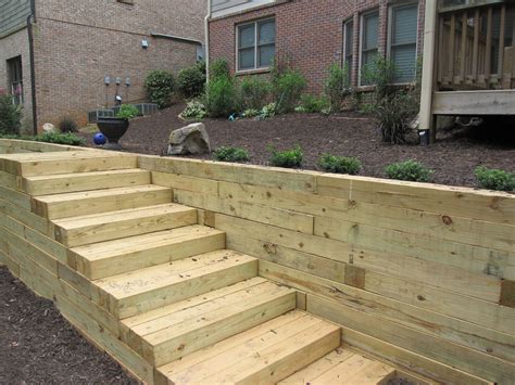 Timber Retaining Wall Steps — Farmhouse Design And Retaining Wall