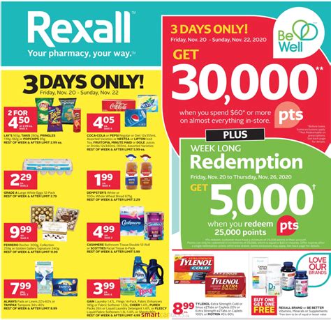 Rexall Drugstore Canada Flyers Deals Get 30000 Be Well Points When