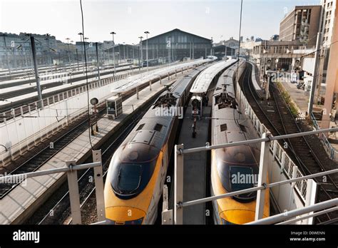 Paris France Eurostar Passenger Trains At Gare Du Nord Stock Photo