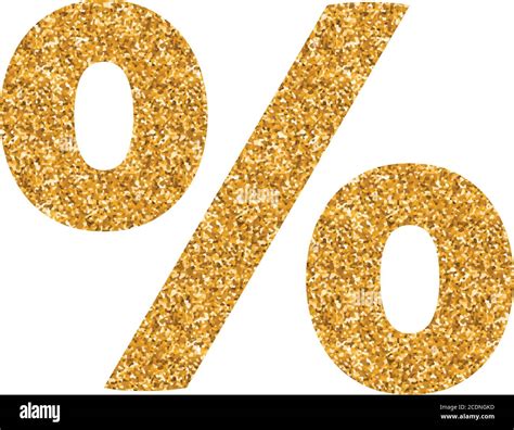 Percent Symbol Icon In Gold Glitter Texture Sparkle Luxury Style
