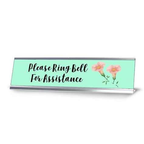 Please Ring Bell For Assistance Floral Designer Desk Sign 2 X 8