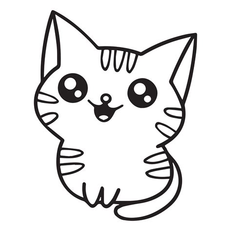 Kids Coloring Pages Cute Cat Character Vector Illustration Eps And