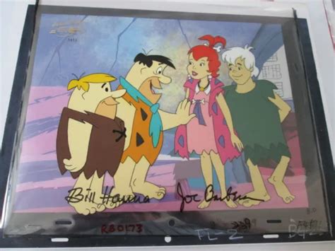 Flintstones Fred Barney Pebbles And Bamm Bamm Signed Hanna Barbera