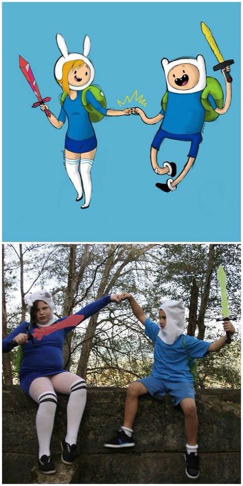 adventure time diy costume cosplay brother and sister finn the human fiona the human diy