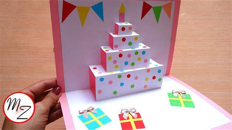 Diy Cake Pop Up Card For Birthday Easy 3d Cards Diy Maison Zizou