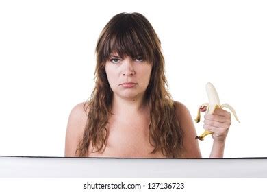 Funny Nude Portrait Woman Holding Banana Stock Photo 127136723