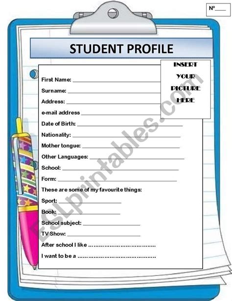 English Worksheets Student Profile
