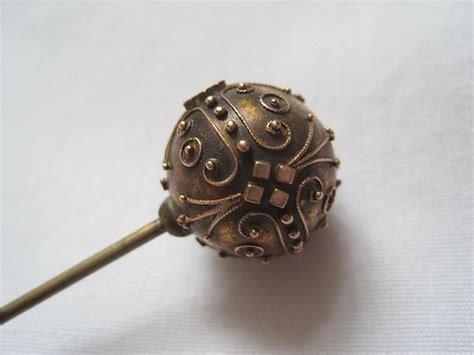 Victorian Hat Pin Antique Gold Washed Hatpin By Vintageinbloom