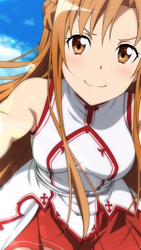 Download 1080x1920 Yuuki Asuna Smiling Long Hair Sword