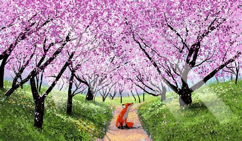 Fox In The Blossom By Michel Voogt Fox Painting Paintings I Love
