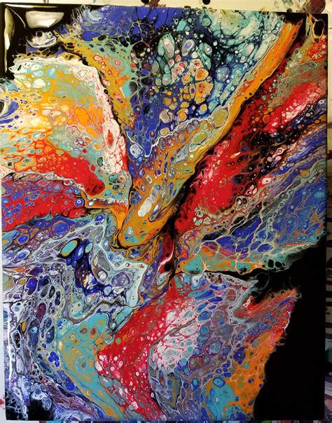 11x 14 Fantail Koi Pouring Art Koi Abstract Painting Abstract