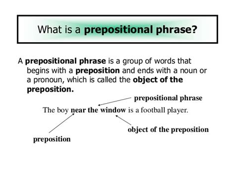 Preposition prepositions are used to express the relationship of a noun or pronoun (or another grammatical element functioning as a noun) to the rest of the sentence. give me examples of prepositional phrases with sentence ...