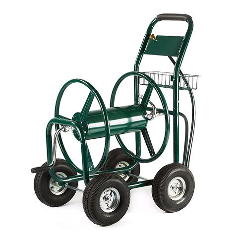 Aleko Ghrc400 Heavy Duty Hose Reel Cart Industrial 4 Wheel 400 Foot