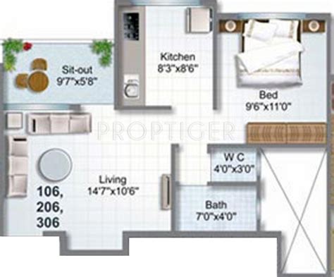 810 Sq Ft 1 Bhk Floor Plan Image Shree Buildcon Nashik Lambodar