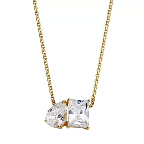 Sarafina 14k Gold Plated Cubic Zirconia Cluster Necklace