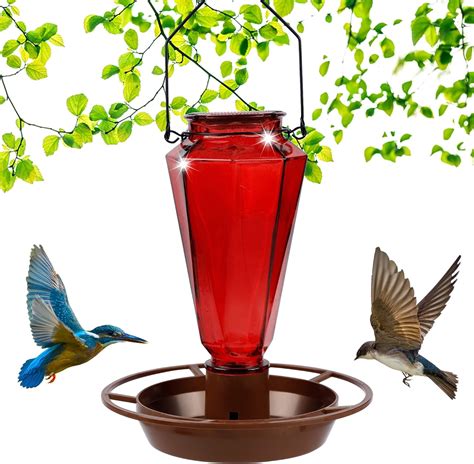 Juegoal Glass Wild Bird Feeder For Outdoors Metal Handle Hanging For Garden Tree