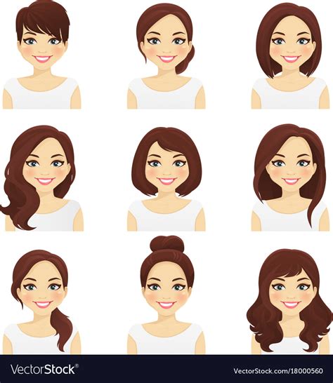 Womans Hairstyles Set Royalty Free Vector Image